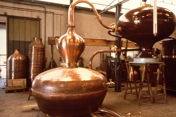 A pot still used to distill Cognac